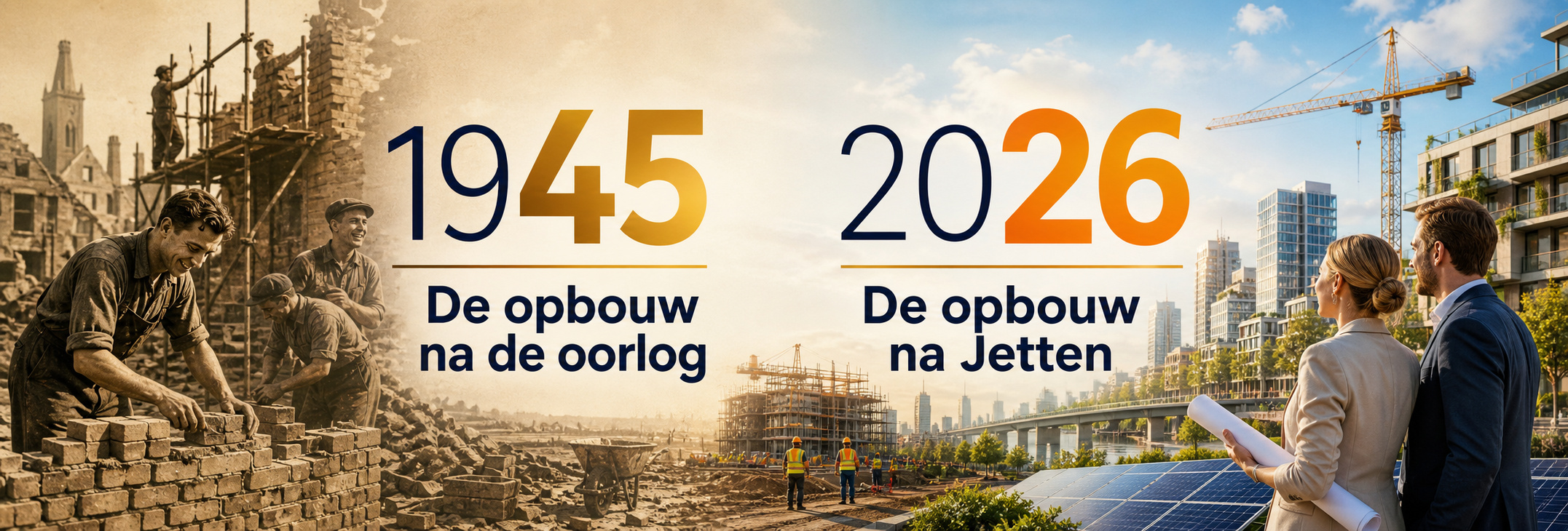 1945 De opbouw na de oorlog. 2026 De opbouw na Jetten.